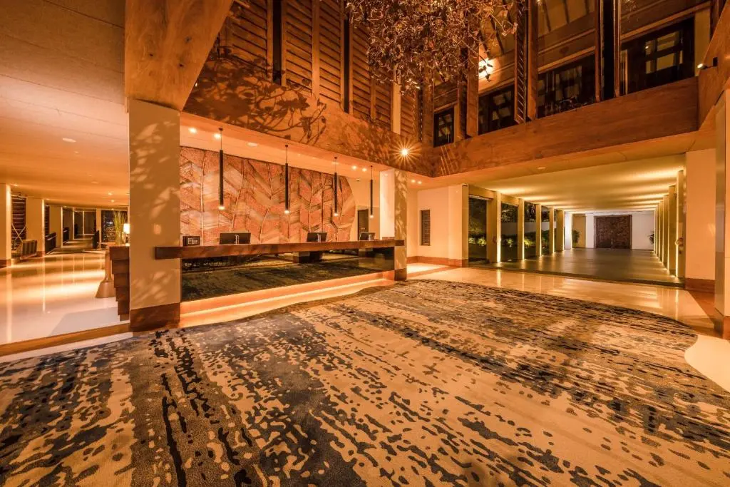 Interior space with layered lighting design