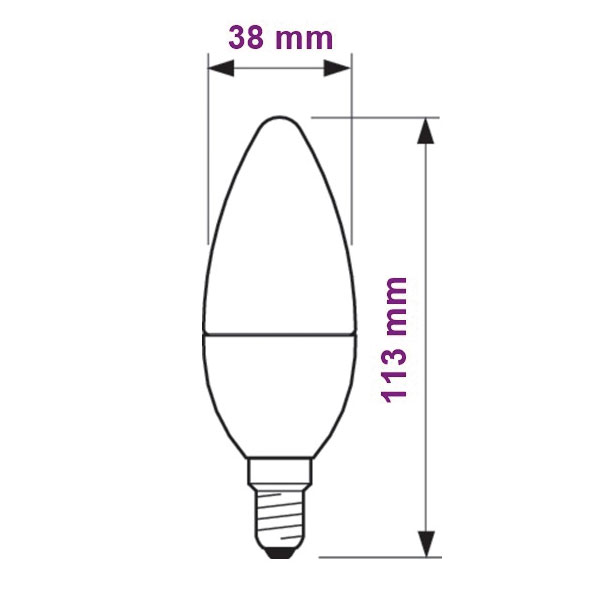 Dimensions drawing of Philips Master Candle light